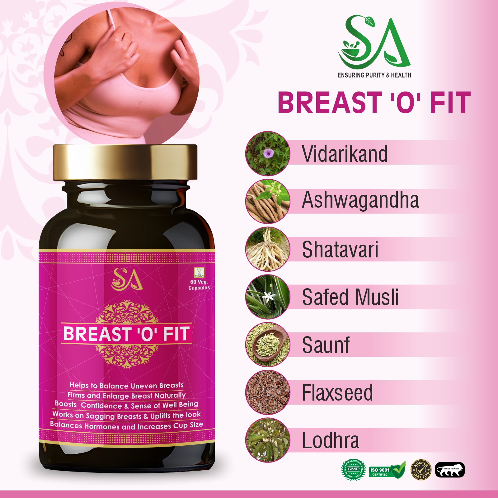 BREAST 'O' FIT(Works on Sagging Breasts & Uplifts The Look, Balances  Hormones and Increases Cup Size, Boosts Confidence & Sense of Well being) –  Sire Ayurveda